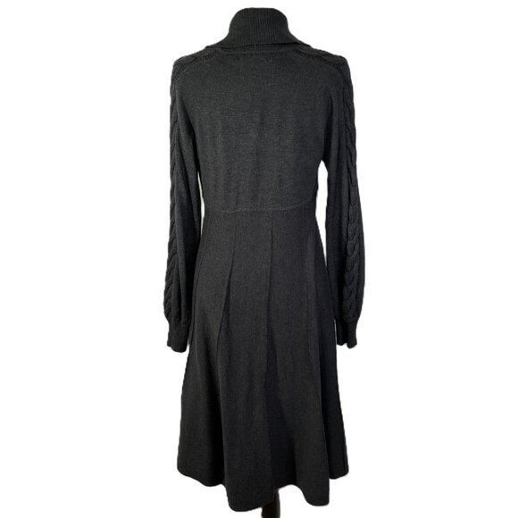 Evan-Picone Sweater Dress Size L Charcoal Midi Long Sleeves V Neck - Picture 3 of 15